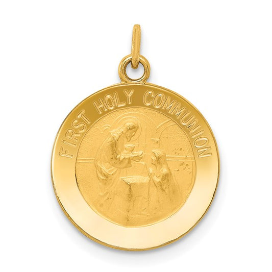 14k Yellow Gold First Holy Communion Medallion