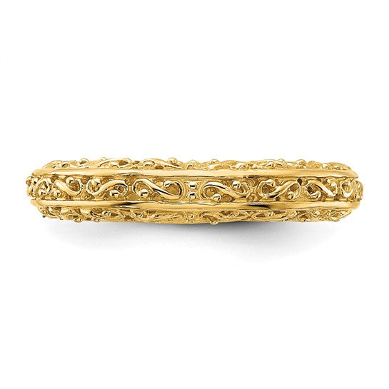 14k Filigree Wedding Bands - 3.00 mm