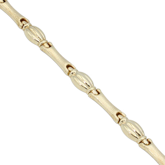 14k Yellow Gold Fancy Style Polished & Brushed Bracelet