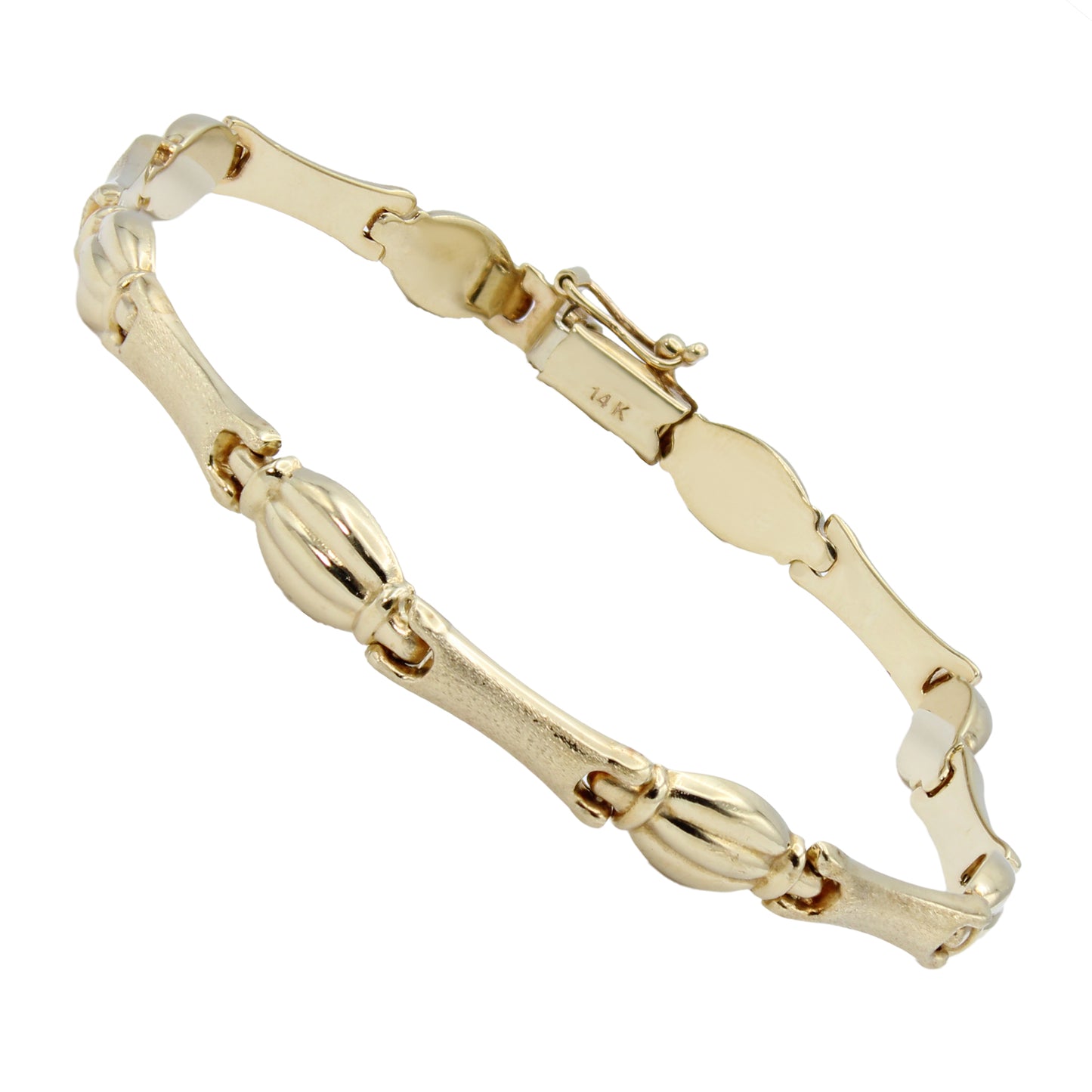 14k Yellow Gold Fancy Style Polished & Brushed Bracelet