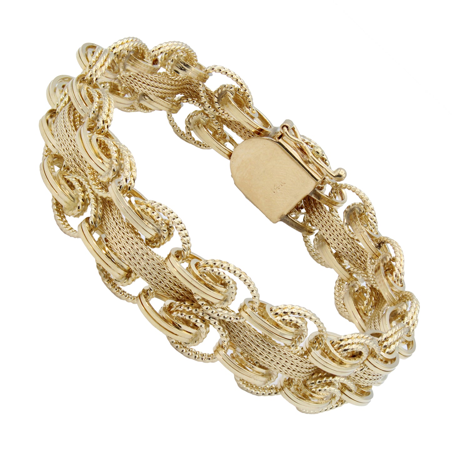 14k Yellow Gold Fancy Textured Wire Bracelet