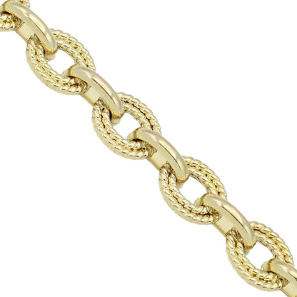 14k Yellow Gold Fancy Textured Circle Bracelet