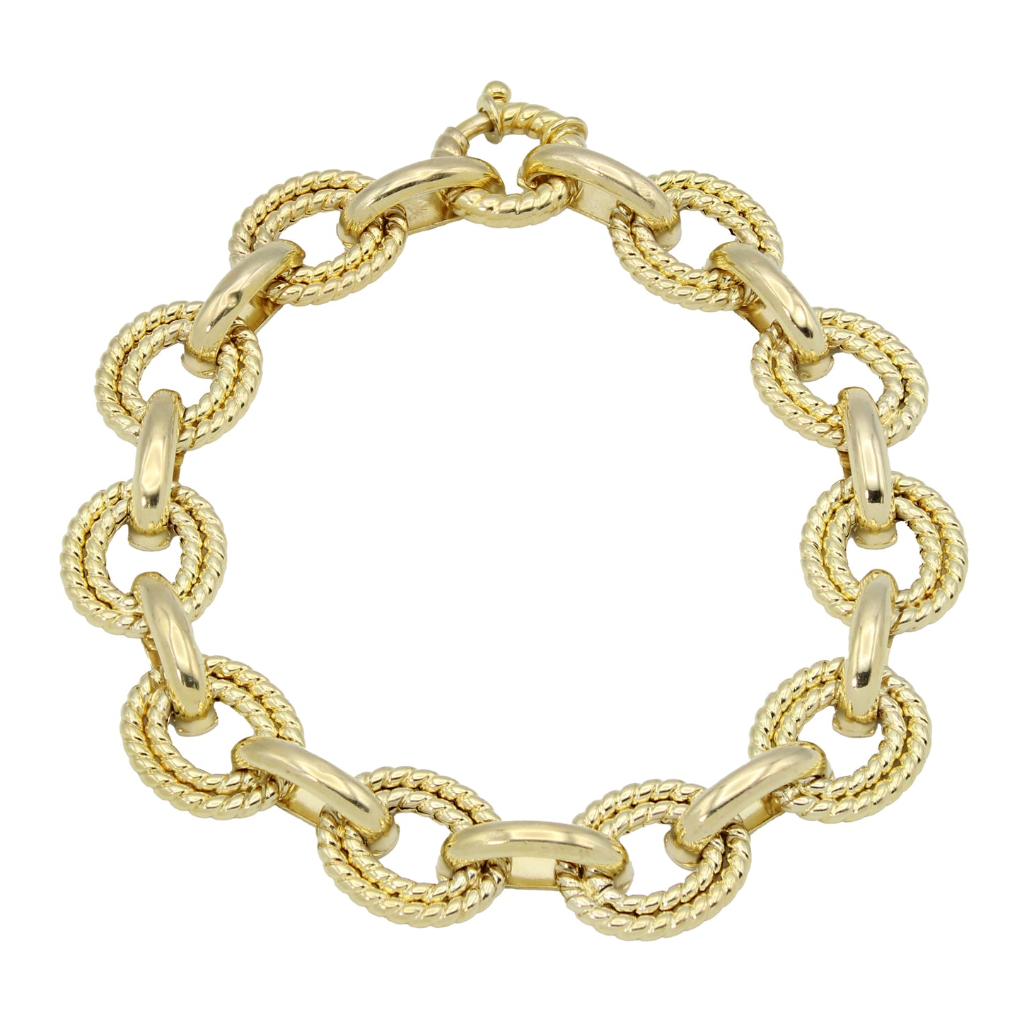 14k Yellow Gold Fancy Textured Circle Bracelet