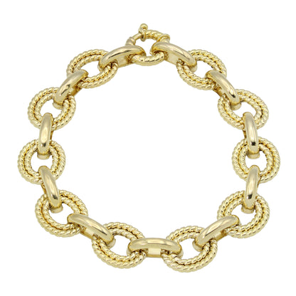 14k Yellow Gold Fancy Textured Circle Bracelet