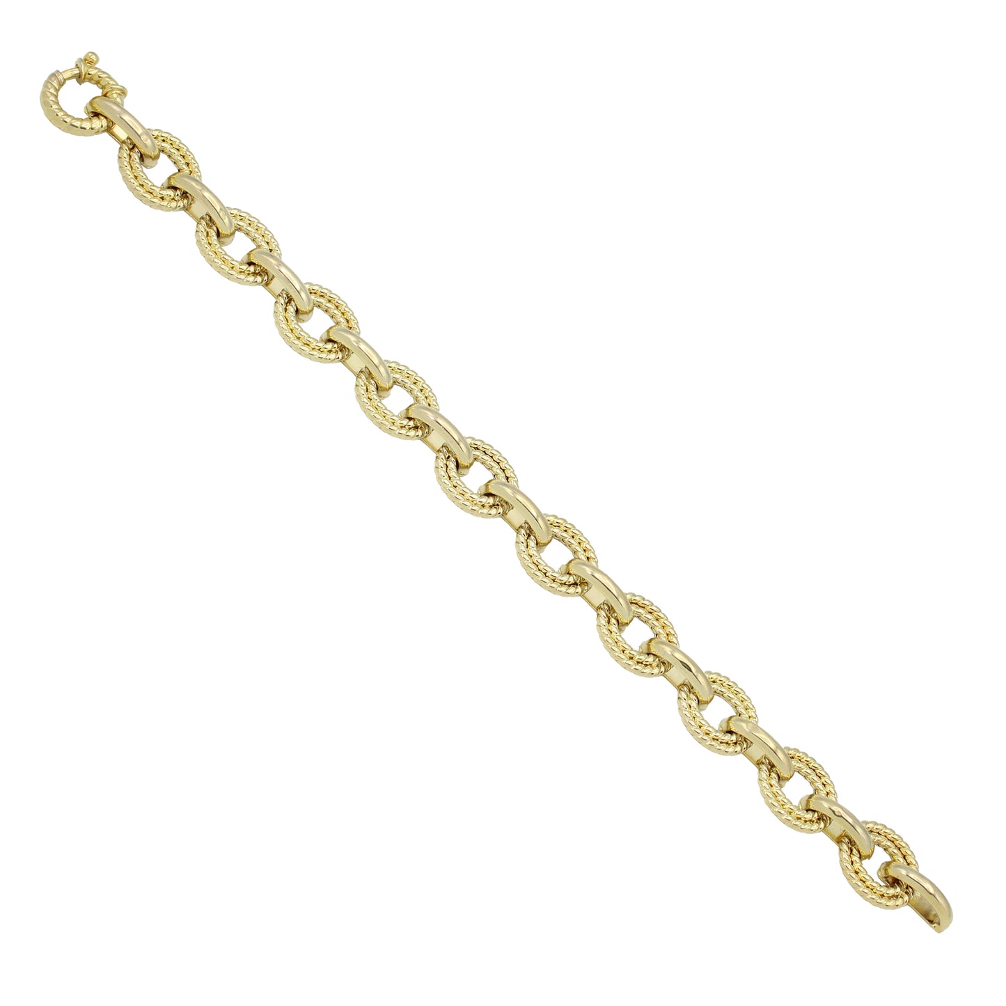 14k Yellow Gold Fancy Textured Circle Bracelet