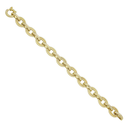 14k Yellow Gold Fancy Textured Circle Bracelet