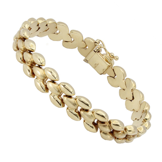 14k Yellow Gold Polished & Brushed Panther Link Style Bracelet