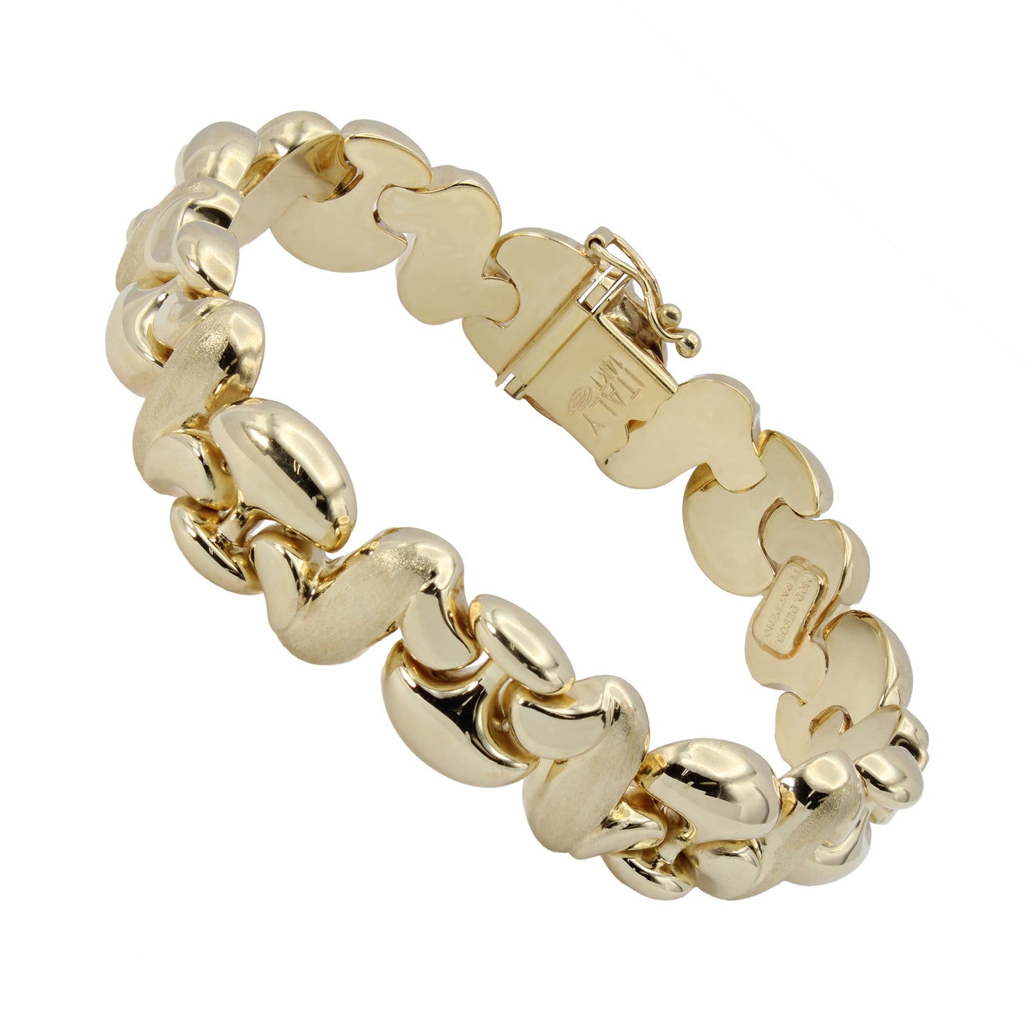 14k Yellow Gold Fancy Mushroom "S" Link Bracelet