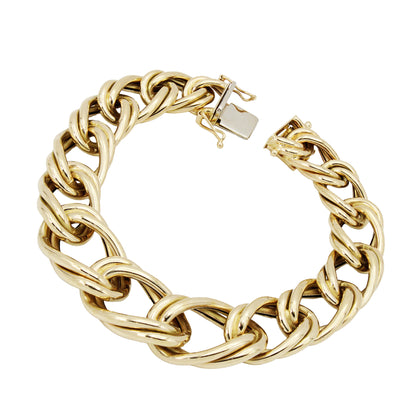 14k Yellow Gold Polished Graduating Double Link Style Bracelet