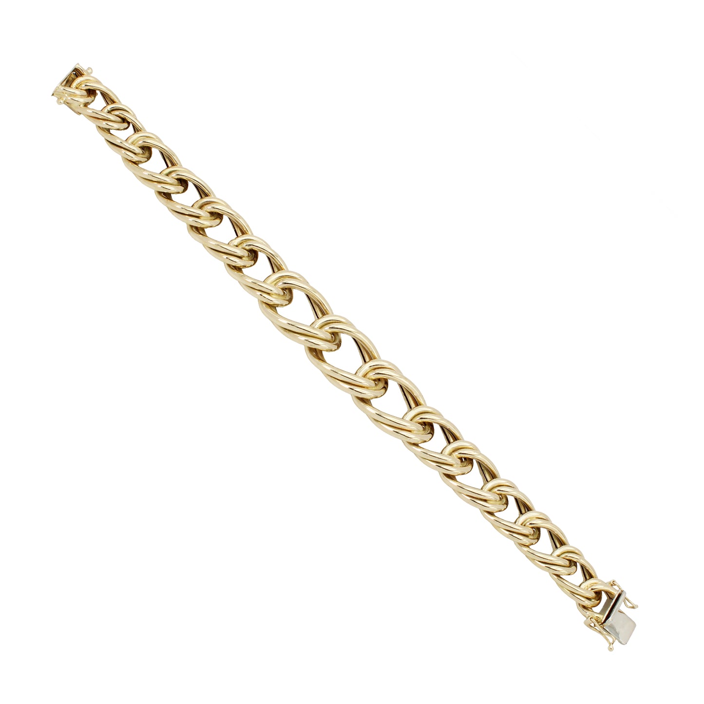 14k Yellow Gold Polished Graduating Double Link Style Bracelet