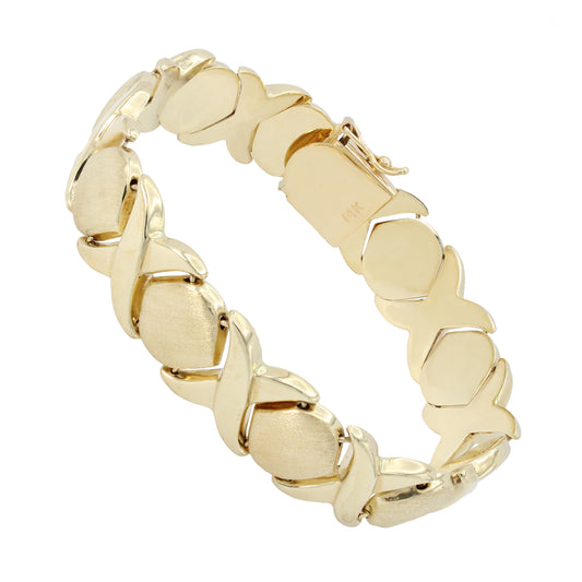 14k Yellow Gold Classic X & O  Bracelet