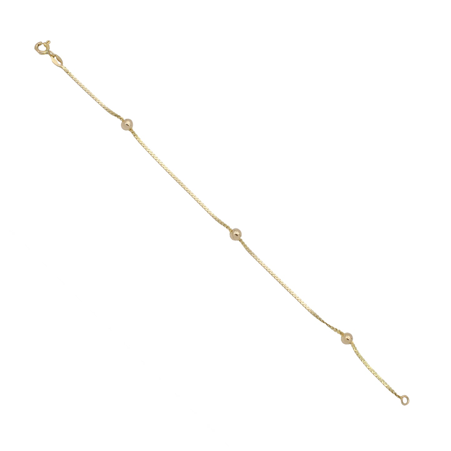 14k Yellow Gold Ball on "S" Link Bracelet