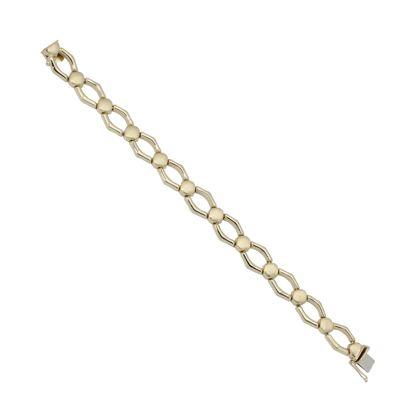 14k Yellow Gold Polished & Brushed Open Fancy Open Circle Link Bracelet