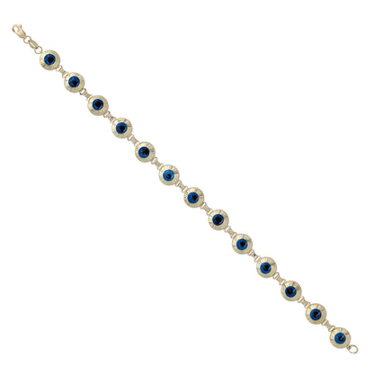 14k Yellow Gold Diamond-Cut Eye Link Bracelet