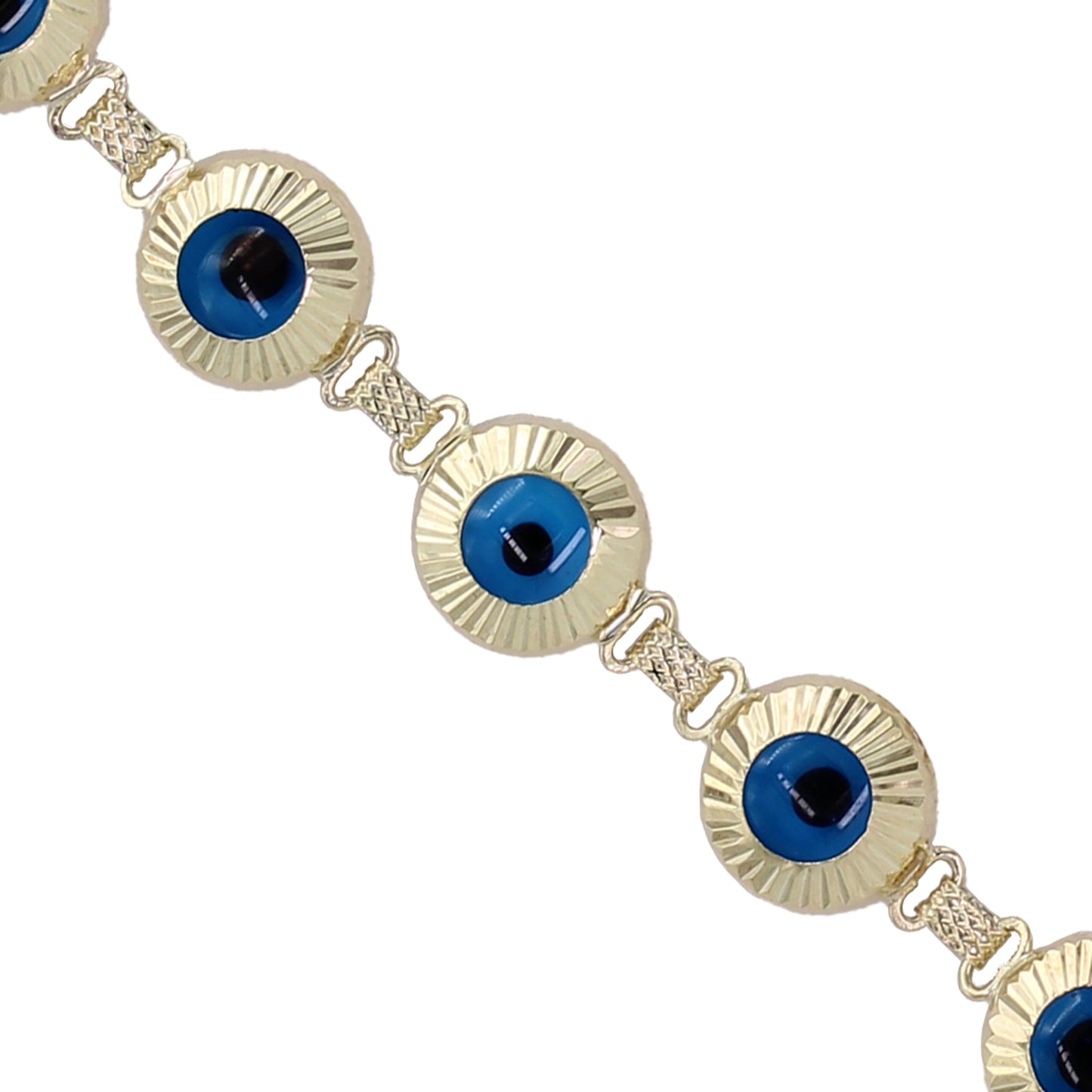 14k Yellow Gold Diamond-Cut Eye Link Bracelet