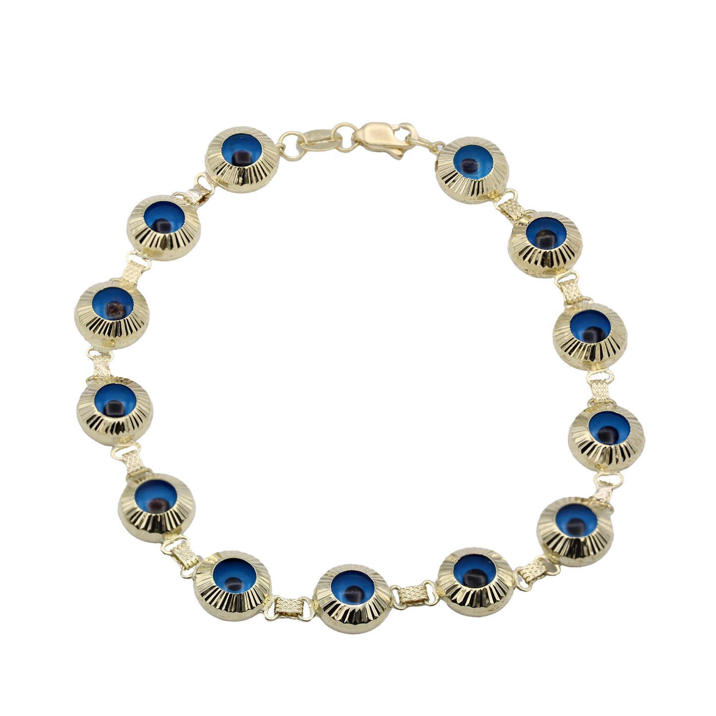 14k Yellow Gold Diamond-Cut Eye Link Bracelet