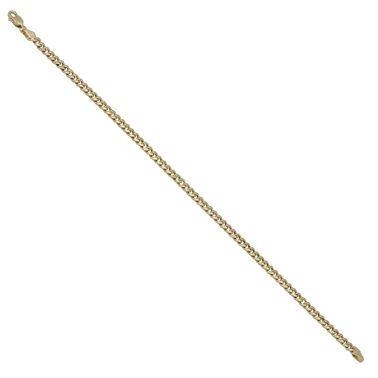 14k Yellow Gold Semi-Solid Cuban Link Bracelet - 3.60 mm