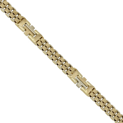 14k Two-Tone Gold Men's Flat Link Bracelet