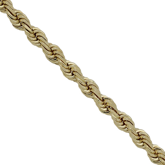 14k Yellow Gold Diamond-Cut Rope Bracelet - 4.20 mm