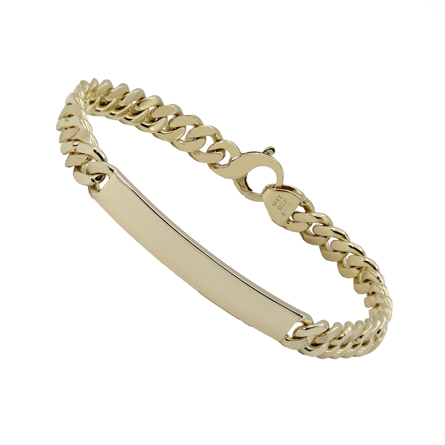 14k Polished & Brushed Cuban Link ID Bracelet