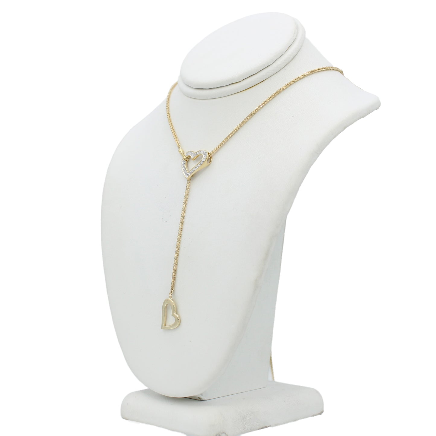 14k Yellow Gold Diamond Heart Lasso Necklace