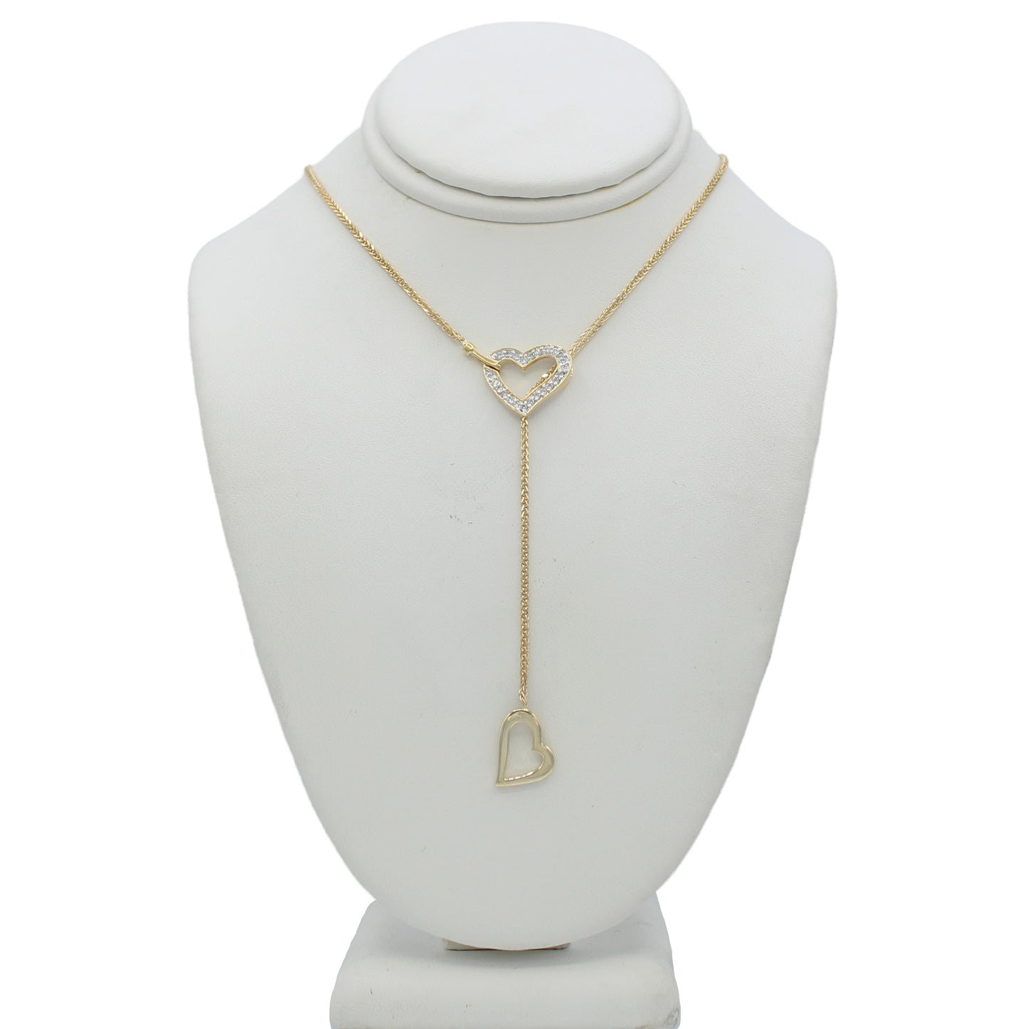 14k Yellow Gold Diamond Heart Lasso Necklace