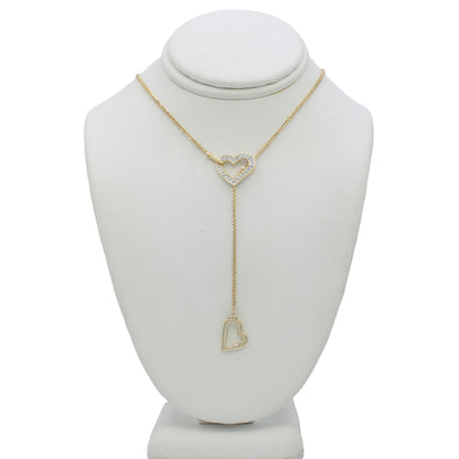 14k Yellow Gold Diamond Heart Lasso Necklace