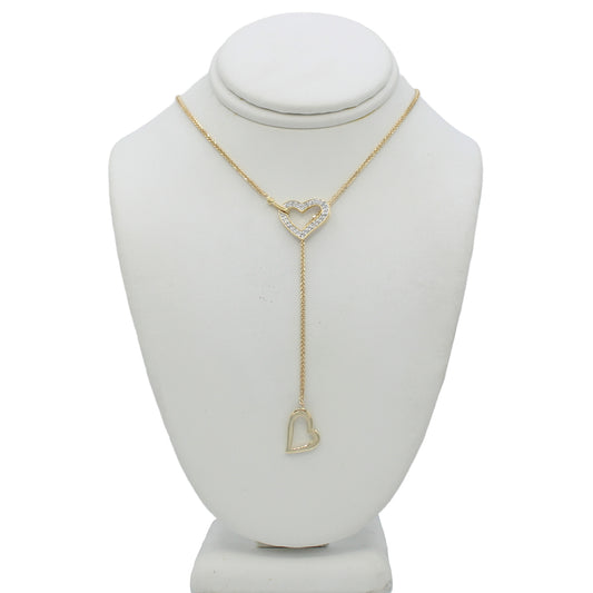 14k Yellow Gold Diamond Heart Lasso Necklace