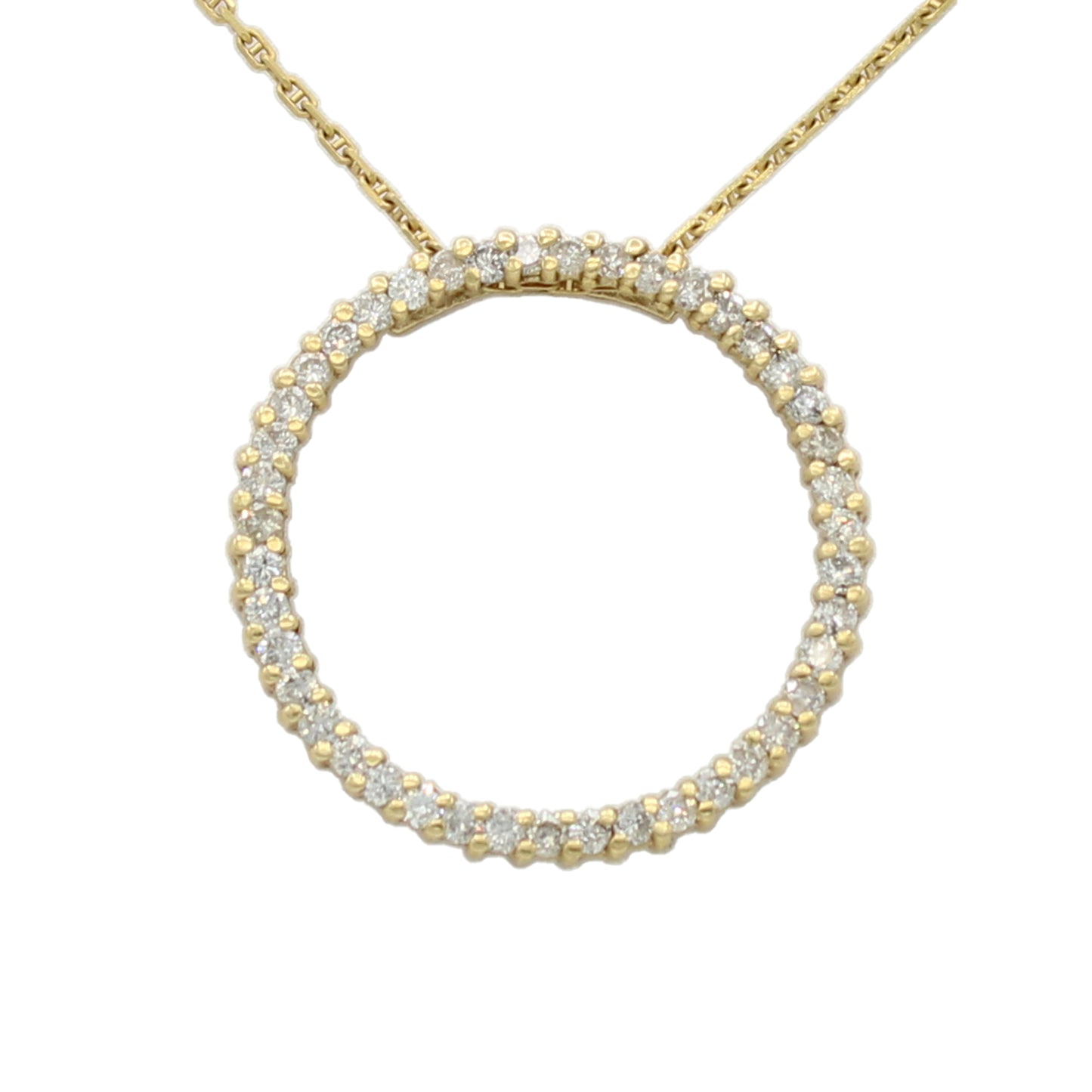 14k Yellow Gold Diamond Circle Pendant