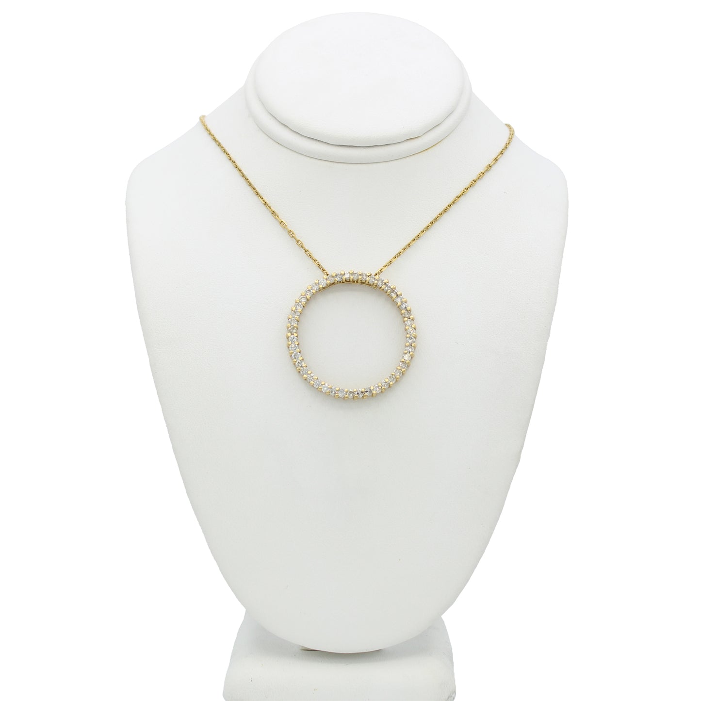 14k Yellow Gold Diamond Circle Pendant