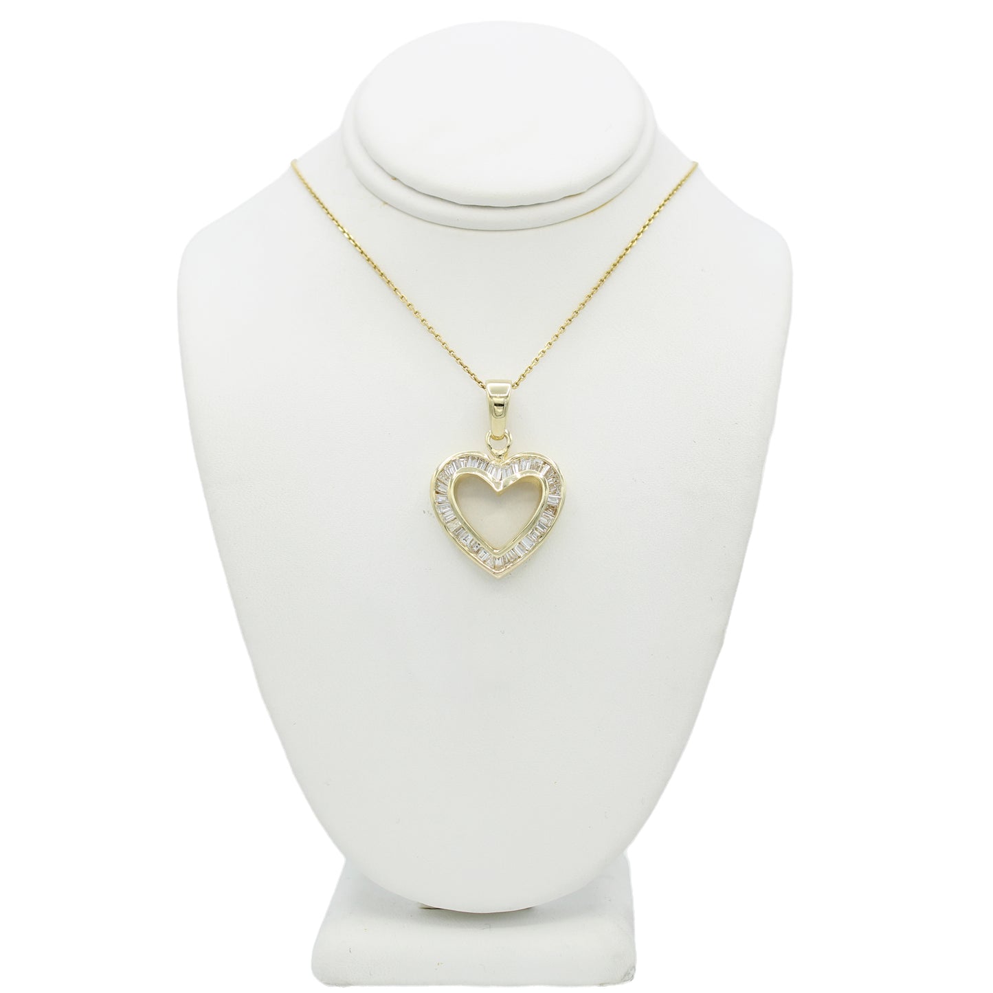 14k Yellow Gold Baguette Diamond Heart Pendant