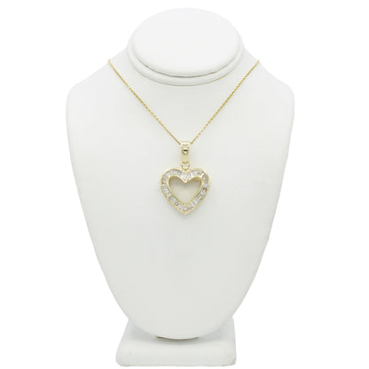 14k Yellow Gold Baguette Diamond Heart Pendant