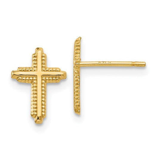 14k Cross Earrings