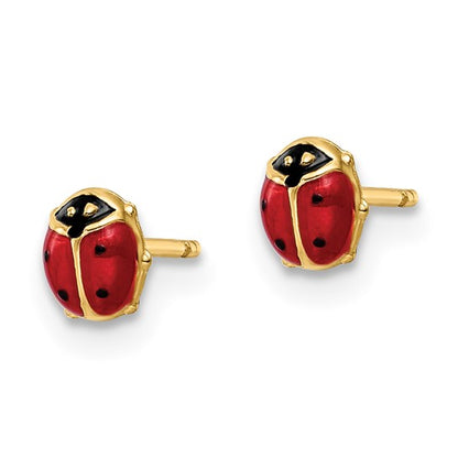 14k Enameled Ladybug Post Earring