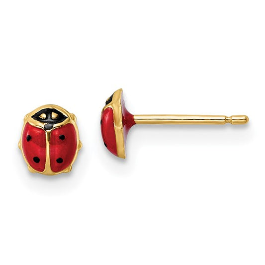 14k Enameled Ladybug Post Earring
