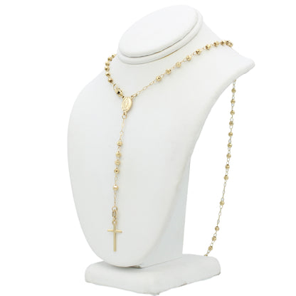 14k Yellow Gold Beaded Rosary Necklace