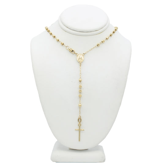 14k Yellow Gold Beaded Rosary Necklace