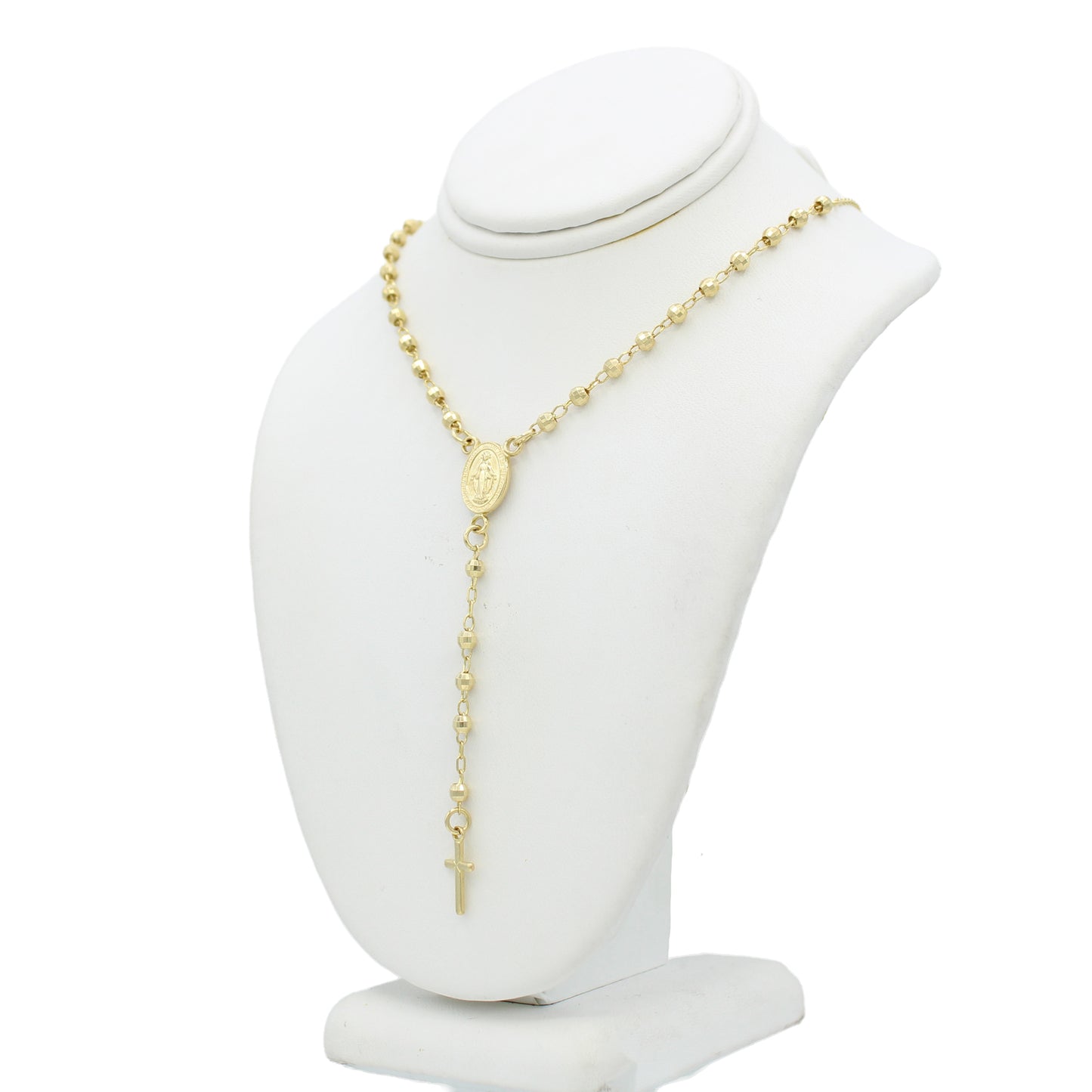 14k Yellow Gold Half Beaded Rosary Necklace