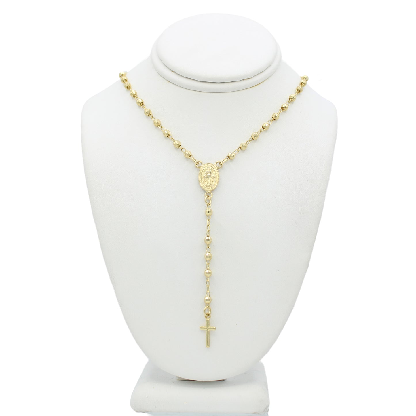 14k Yellow Gold Half Beaded Rosary Necklace