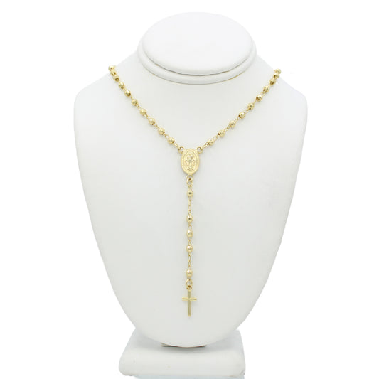 14k Yellow Gold Half Beaded Rosary Necklace