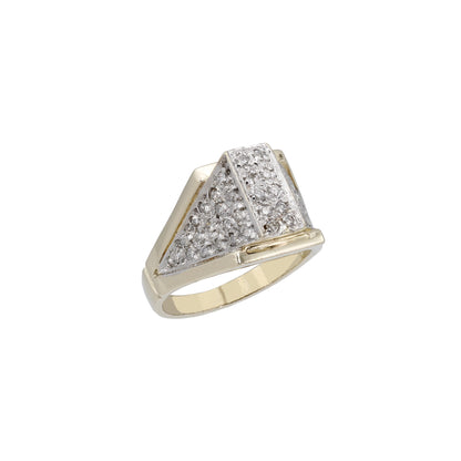 14k Yellow Gold Diamond Pyramid Style Ring