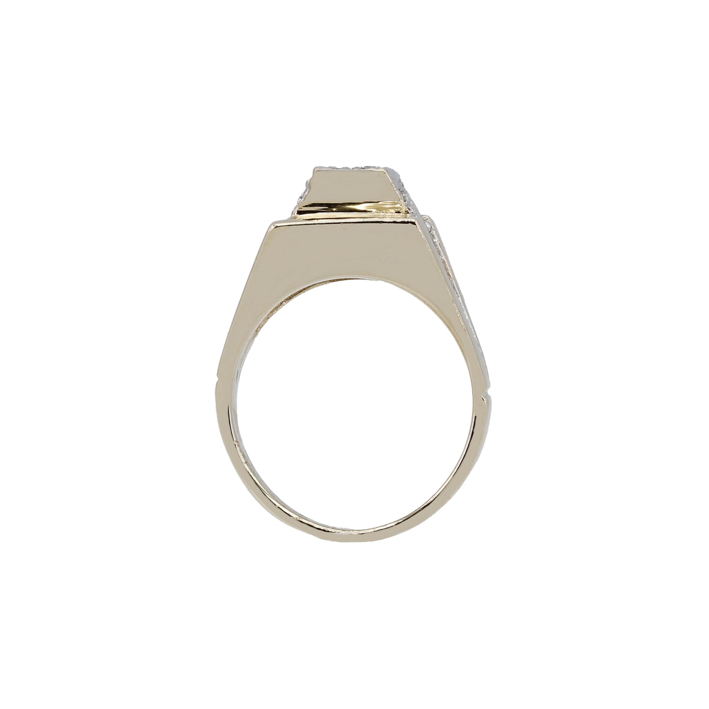 14k Yellow Gold Diamond Pyramid Style Ring