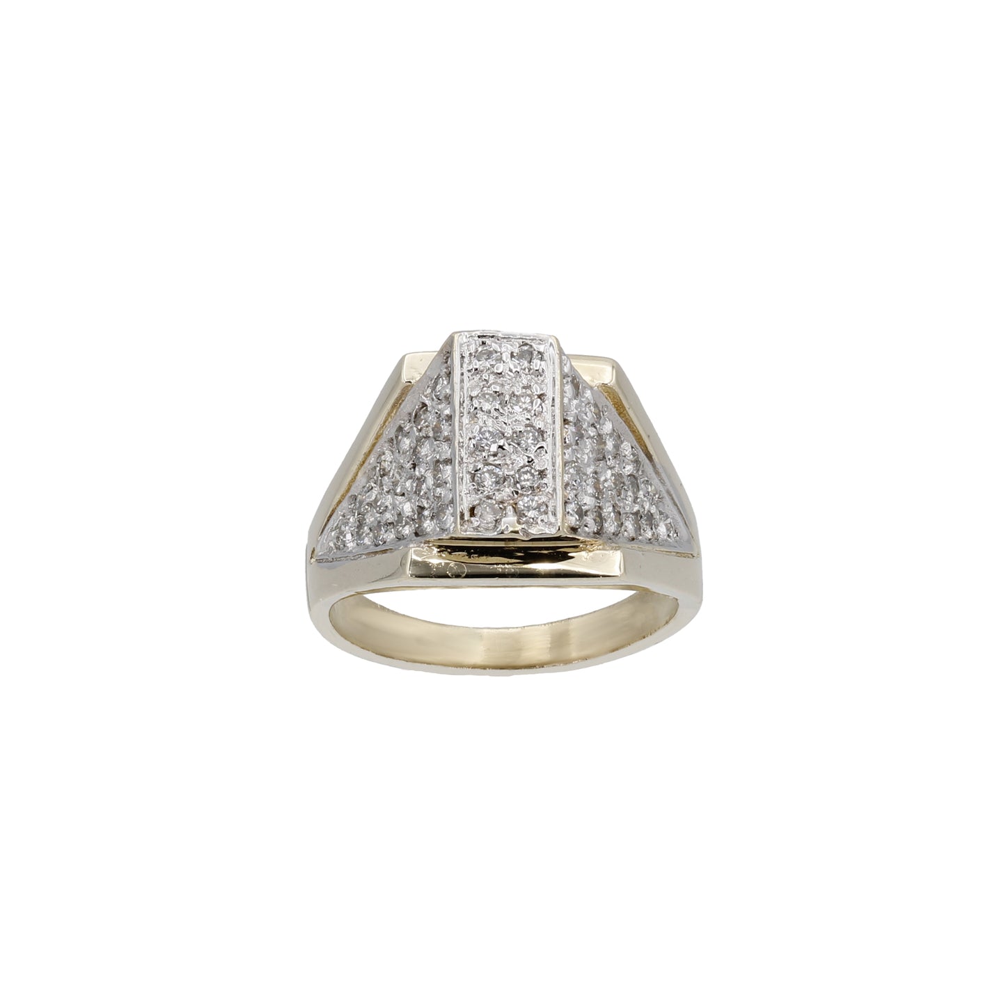 14k Yellow Gold Diamond Pyramid Style Ring