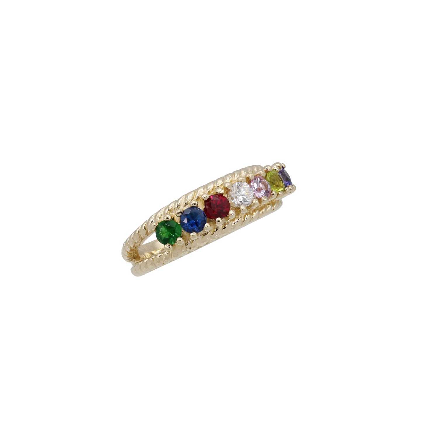 14k Yellow Gold 7-Stone Birthstone Mother's Ring