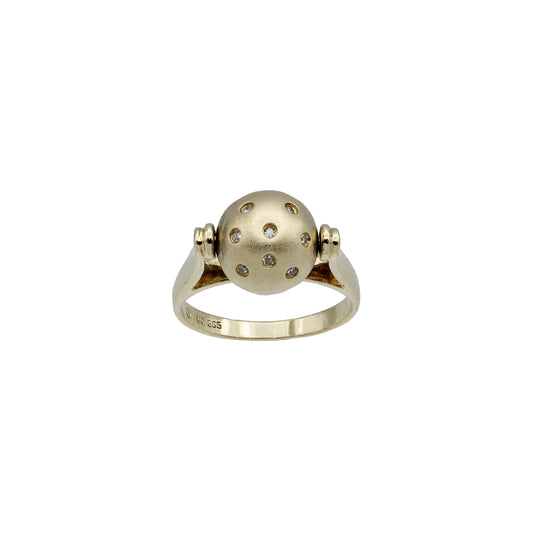 14k Yellow Gold Diamond Rotating Ball Ring