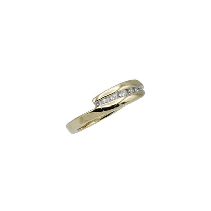 14k Yellow Gold Channel-Set Diamond Fancy Polished Band Style Ring