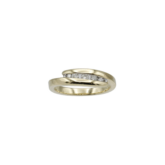 14k Yellow Gold Channel-Set Diamond Fancy Polished Band Style Ring