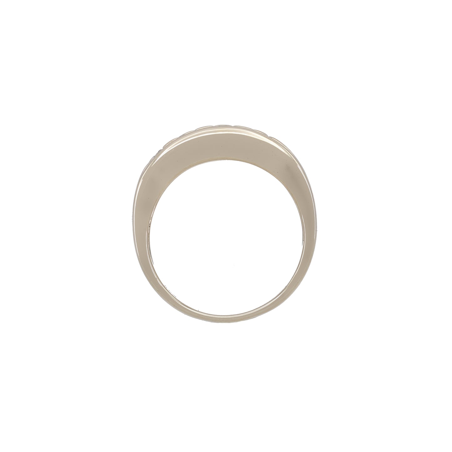 14k Yellow Gold Brushed & Polished Diamond Brick Wall Band Style Ring