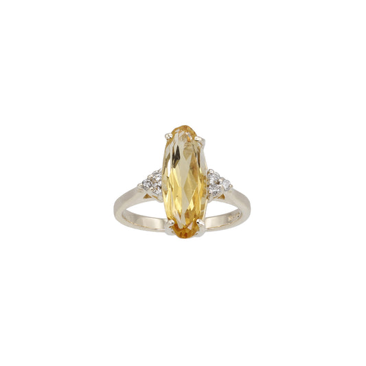 14k Yellow Gold Diamond & Marquise-Cut Citrine Quartz Ring