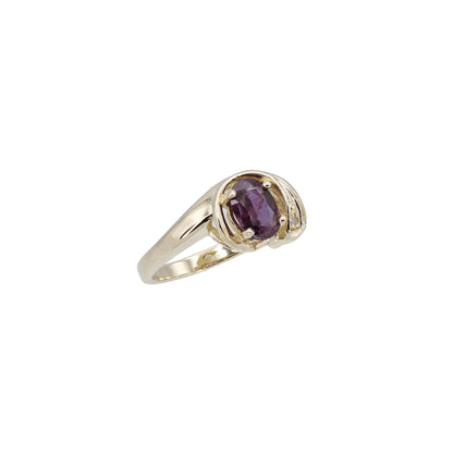 14k Yellow Gold Diamond & Oval-Cut Ruby Ring